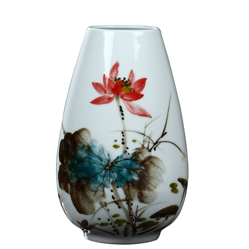 Jingdezhen ceramics hand - made Chinese vase peony lotus flower arranging home decoration wine crafts are sitting room