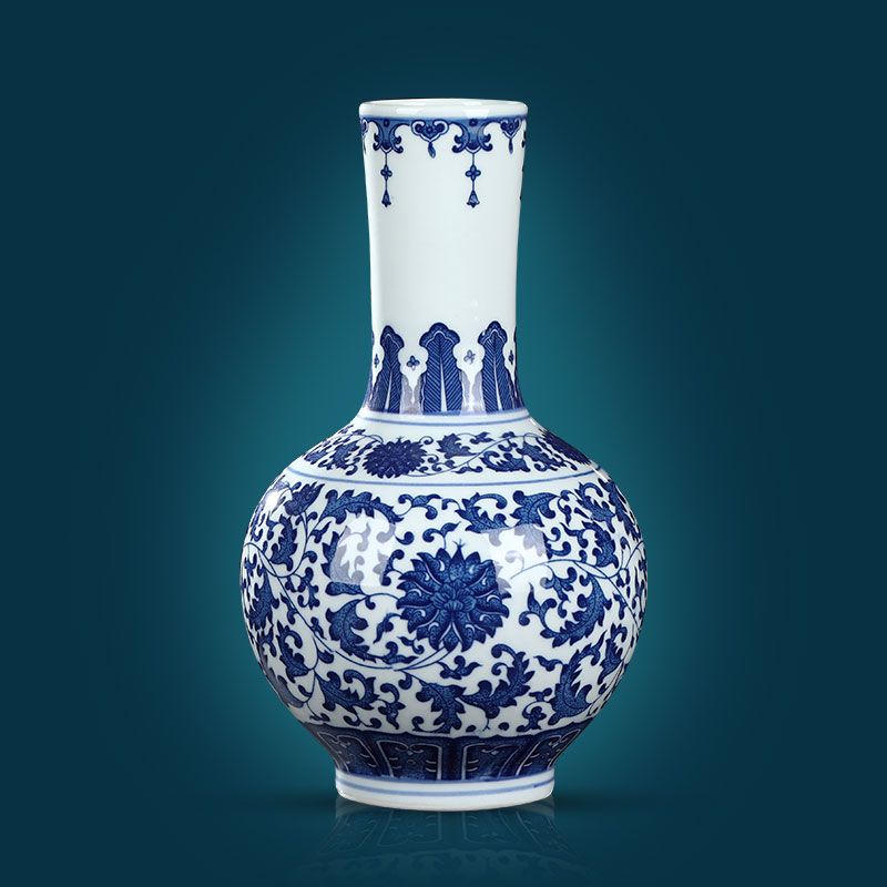 Blue and white porcelain of jingdezhen ceramics vase flower arranging place new Chinese handicrafts rich ancient frame trinket sitting room