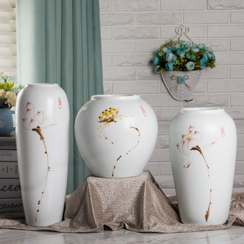 Ceramic vase three - piece creative furnishing articles contracted sitting room adornment blue flower vase TV ark, decoration decoration