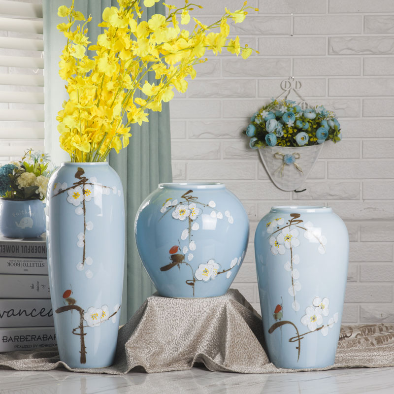 Ceramic vase three - piece furnishing articles of modern Chinese style living room TV cabinet flower arranging creative household adornment ornament