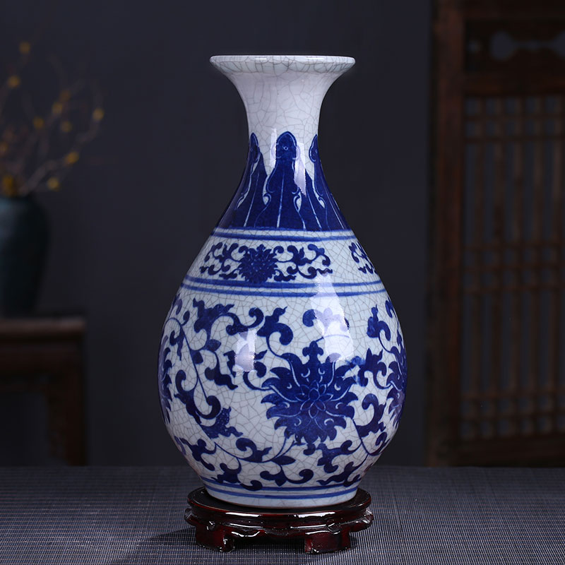 Archaize of jingdezhen ceramics up crack glaze glaze vase vase of porcelain of modern Chinese style home sitting room place