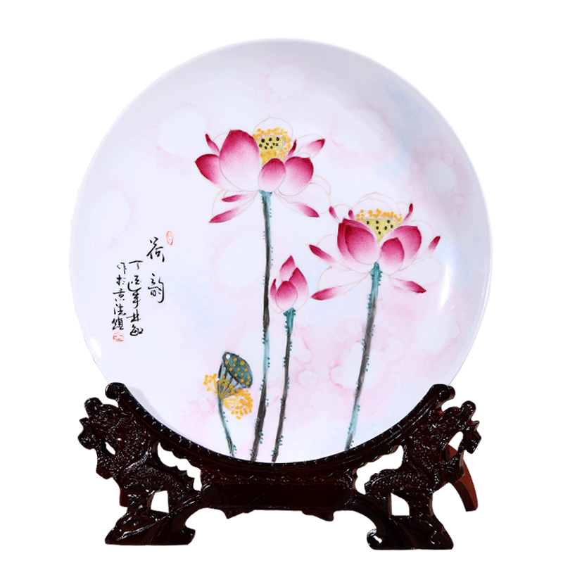 Jingdezhen ceramic decoration plate hang dish sitting room place, Chinese style household act the role ofing is tasted wine accessories creative arts and crafts