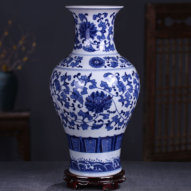 Antique vase of blue and white porcelain of jingdezhen ceramics contracted fashion home sitting room adornment handicraft furnishing articles