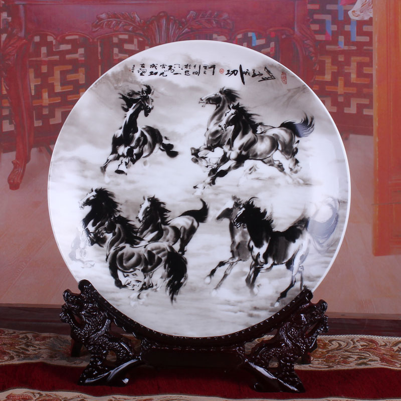 Success hang dish of jingdezhen ceramics decoration plate modern household adornment handicraft furnishing articles of much money