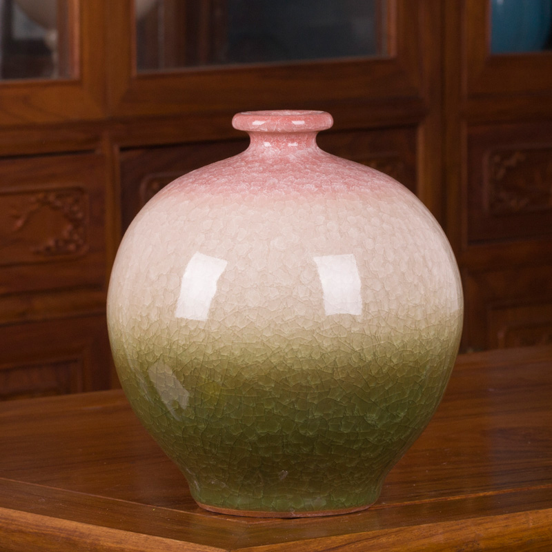 Jingdezhen ceramics vase archaize up with ice to crack the yellow bottle of Chinese style flower implement modern home furnishing articles sitting room
