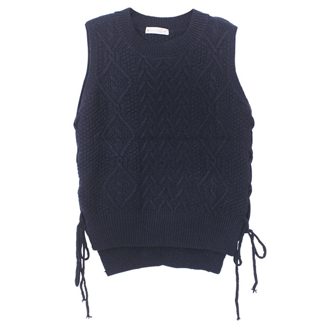 Sweater vest vest ແມ່ຍິງສັ້ນ pullover ພາກຮຽນ spring ແລະດູໃບໄມ້ລົ່ນສະບັບພາສາເກົາຫຼີ trendy retro twist round neck strap vest vest wool