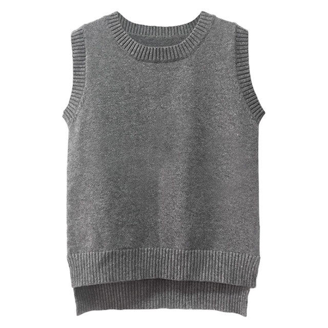 Sweater Vest ແມ່ຍິງ Vest ສັ້ນ Pullover ຂອງແມ່ຍິງພາກຮຽນ spring ແລະດູໃບໄມ້ລົ່ນແບບເກົາຫຼີ Slim V Round Neck Wool Vest Vest
