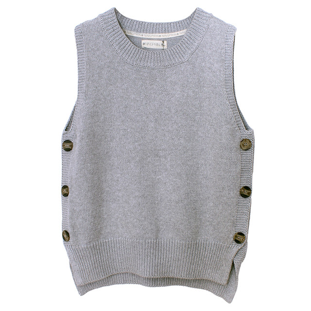 Sweater Vest ແມ່ຍິງ Vest ສັ້ນ Pullover ຂອງແມ່ຍິງພາກຮຽນ spring ແລະດູໃບໄມ້ລົ່ນ BF ແບບເກົາຫລີແບບກະທັດຮັດຄໍມົນປຸ່ມ Vest Clip Slit Waistcoat