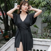 Large size swimsuit fat mm female 200 jin Conservative belly thin swimsuit short sleeve covering meat big breast hot spring swimsuit