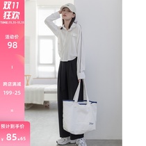 GUIER hand sleeve line White shirt Womens New 2021 top design sense female niche shirt Women