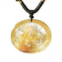 Boutique Natural Titanium Blonde Crystal Drop Irregular Pendant Unisex Crystal Raw Stone Landscape Stone Necklace Pendant