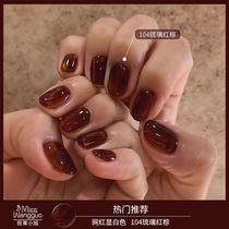 Net red glazed red palm nail polish rubber 2021 new autumn and winter medecine pop color amber wine red phototherapy glue