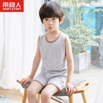 Antarctic children's pajamas boys' home clothing summer mid-length children's short sleeve pure cotton thin little boys' vest set