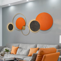 Round living room wall decoration creative sofa TV background wall wall decoration with lamp modern simple 3d iron hanging painting