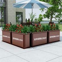 Sales department Shopping mall Square Wrought iron outdoor flower box Flower bed outdoor partition flower pot outside flower trough flower pool combination