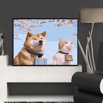 diy digital oil painting children Cartoon Cartoon cat digital hand painted oil color decorative painting cute pet small animal