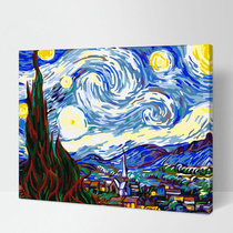 Digital oil painting diy oil painting living room landscape Van Gogh Starry Sky painting decoration