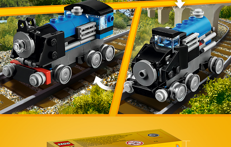 乐高创意百变三合一31054蓝色小火车男孩女孩益智拼装积木玩具_7折