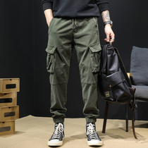 Spring and autumn foot overalls men loose ins Tide brand 2021 new large size pants fat autumn casual pants tide