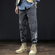 2021 autumn new jeans mens fashion brand loose Harlan leg pants plus fat fat big pants