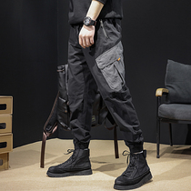 Autumn overalls mens ins Tide brand loose size multi bag pants fat spring and autumn foot Harlan casual pants tide