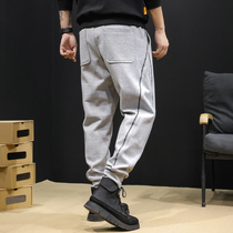 Autumn new gray sweatpants mens spring and autumn close Tide brand casual pants loose toe trousers fat big size