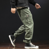 Overalls mens straight loose casual Spring and Autumn Tide brand Harlan leg pants national tide army green ins pants Spring
