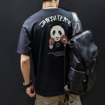 Summer cotton short sleeve T-shirt men loose ins Tide brand Panda half sleeve size fat fat man plus fat increase body shirt trend