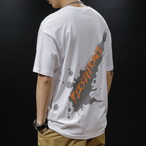 Summer cotton short-sleeved T-shirt mens loose version of ins Tide brand half-sleeve size fat man plus fat increase body shirt trend