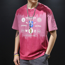 Summer cotton short sleeve T-shirt men loose ins Tide brand half sleeve size fat fat man plus fat increase body shirt trend Wild