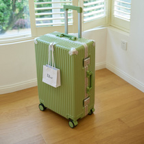 Sanja Morning Mist Green Esteem Suitcase Aluminum Frame Models Universal Wheels Pull Rod Case 24 Inch Suitcase 20 Boarding box Men and women