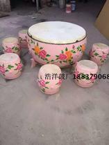 Painted drum Coffee table Drum Big drum hall drum war drum Flat round drum stool Cowhide drum table Prestige gongs and drums Small drum stool