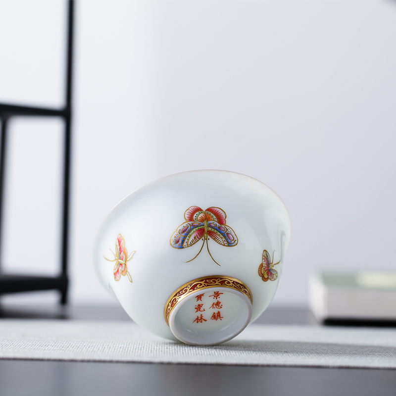 Treasure porcelain jingdezhen ceramics enamel see Lin butterfly dream master cup single cup sample tea cup kung fu tea cup