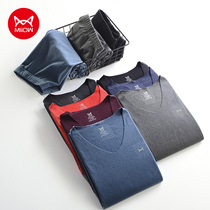 Cat man traceless thermal underwear women double-sided velvet fashion men thermostatic plus velvet autumn trousers set Winter