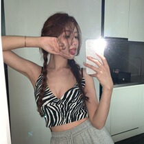 Fashionable personality small sexy BAO WEN bottoming sling V collar chest machine navel Net red top with Vest Women