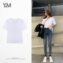 White T-shirt woman 2022 spring new 100 hitch white T pure cotton black short sleeve loose with thin bottom blouse