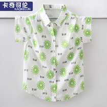 Boy shirt short sleeve summer dress 2022 new children Korean version foreign air liner clothes CUHK child casual handsome summer tide