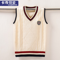 Boys sweater waistcoat 2021 autumn winter New Tong Tong knit vest v Collar Cotton boy pullover