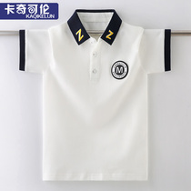 Boy short sleeve T-shirt polo shirt Summer new CUHK tong Compassionate Pure Cotton Flap Child Half Sleeve Boy Blouse
