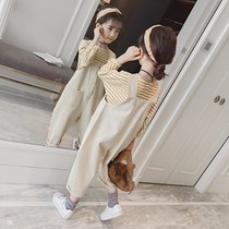 Girl autumn suit 2021 New Girl Big Boy Korean version of the belt pants children Net red spring and autumn two-piece foreign gas