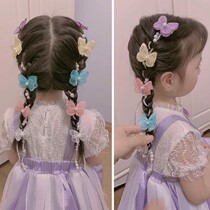 Childrens version of Yang beyond the same Pearl butterfly hair accessories Super fairy embroidery Double Butterfly hairclip Pearl woven hair chain clip
