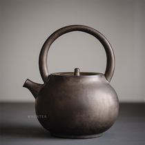 Wen said) Japanese-style teapot copper rust glaze coarse pottery semi-hand creative old retro antique tea ware