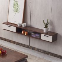 Modern simple hanging wall-mounted TV cabinet Living room bedroom Ultra-thin solid wood set-top box shelf Hanging cabinet