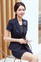 Professional wear suit womens summer dress fashion temperament British style short sleeve suit dress dress dress slim interview work clothes