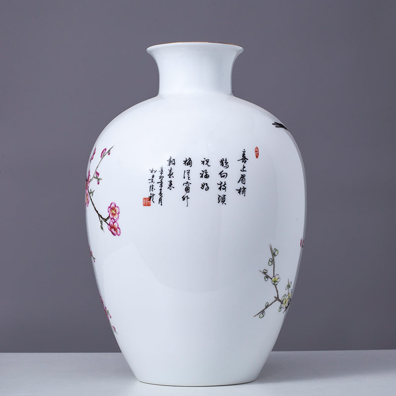 Jingdezhen ceramics hand - made powder enamel vase living room TV ark, flower adornment of Chinese style household furnishing articles