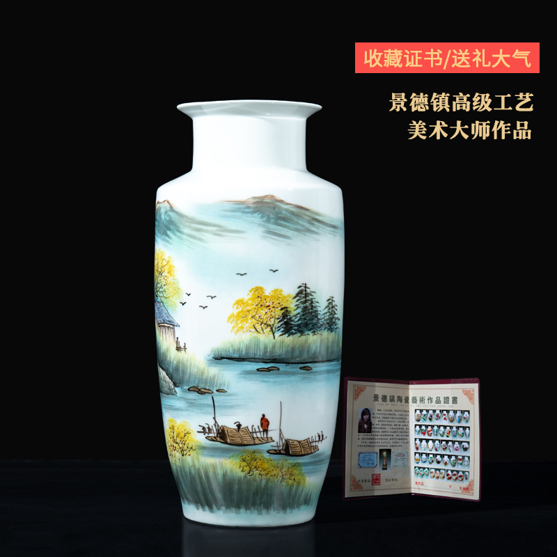 Jingdezhen ceramics hand - made vases furnishing articles sitting room flower arrangement of new Chinese style household television wine decorative arts and crafts