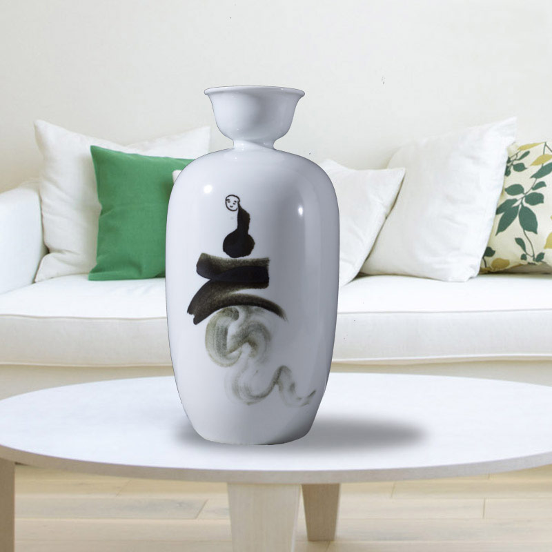 Jingdezhen ceramic hand - made vases, new Chinese style three - piece ink painting the living room TV cabinet desktop ornaments furnishing articles