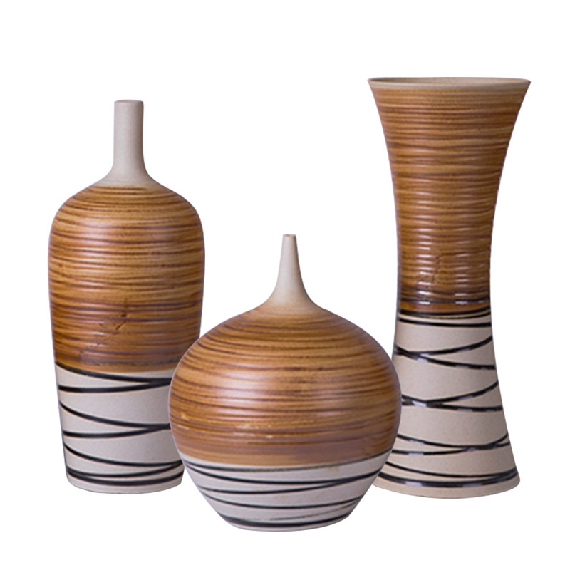 Modern creative new Chinese style ceramic vase three - piece porch home furnishing articles furnishing articles TV vase