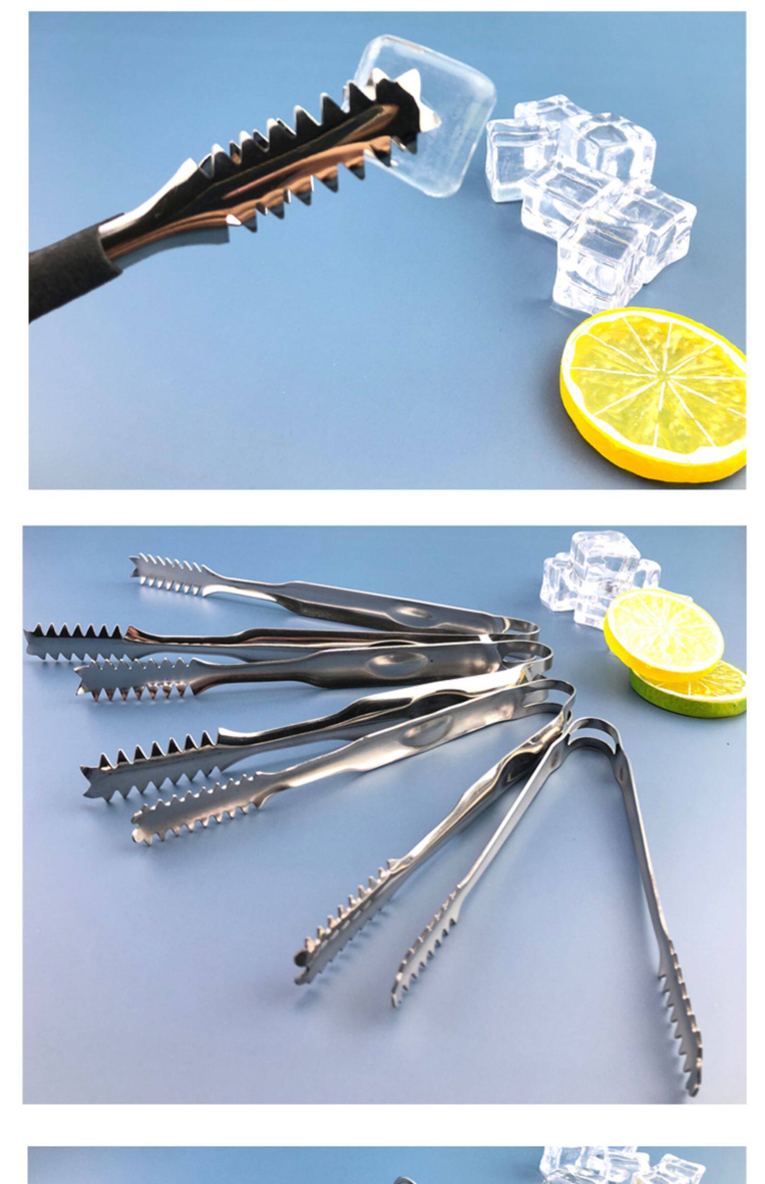 不锈钢冰夹加厚防滑冰钳夹冰块水果夹毛巾食品方糖夹烧烤夹子小号