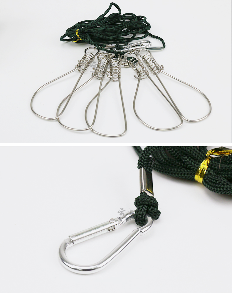 云上飘鱼锁鱼扣 活鱼扣锁鱼器5扣栓鱼器不锈钢渔具路亚海钓穿鱼器